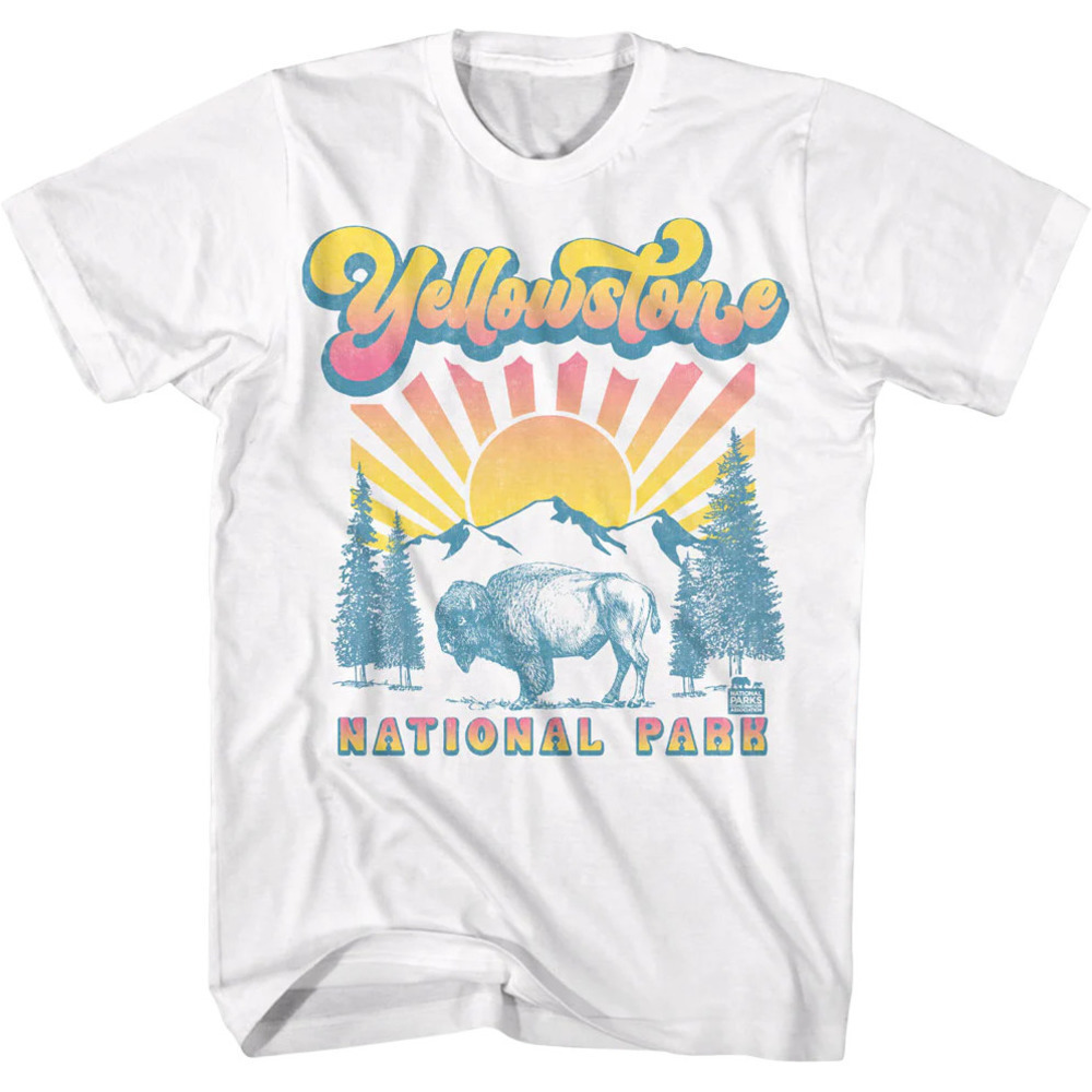 Sunset Yellowstone National Park Scenic Nature Travel Graphic Art Unisex T-Shirt